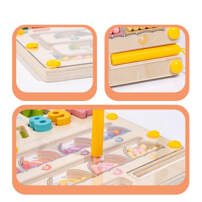 Joc Montessori magnetic 3 în 1 cu bile și numărare pe degete din lemn [6]