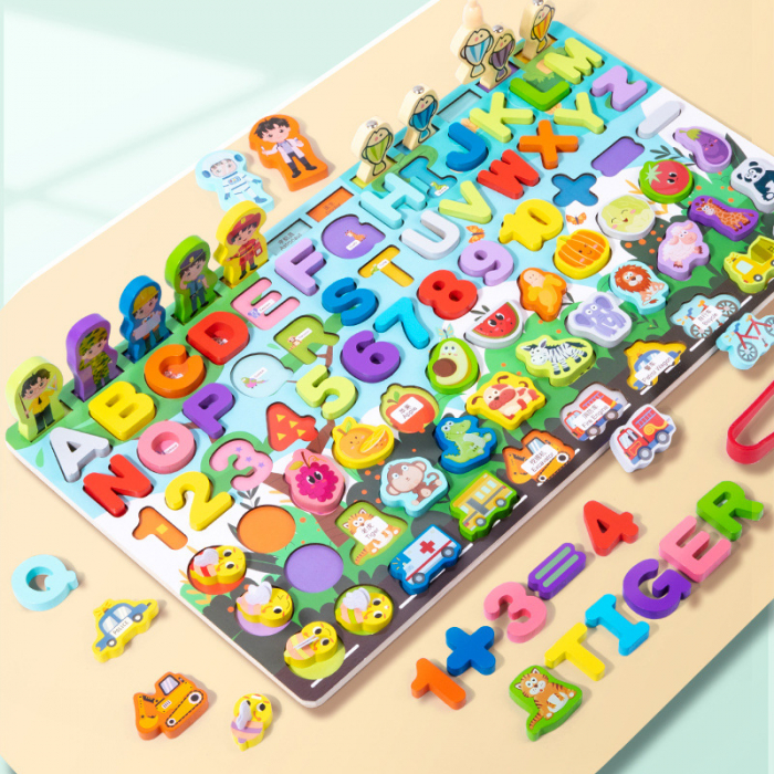 Joc Montessori multifuncțional 8-în-1 – școliți litere și numere din lemn | ZukiToys.ro [2]