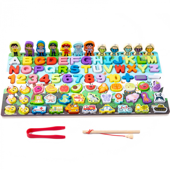 Joc Montessori multifuncțional 8-în-1 – școliți litere și numere din lemn | ZukiToys.ro [1]