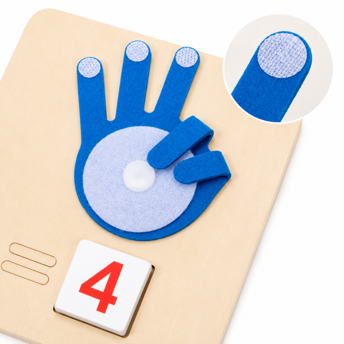 Joc Montessori pentru învățarea matematicii cu degete, cartonașe și piese pentru calcule [4]