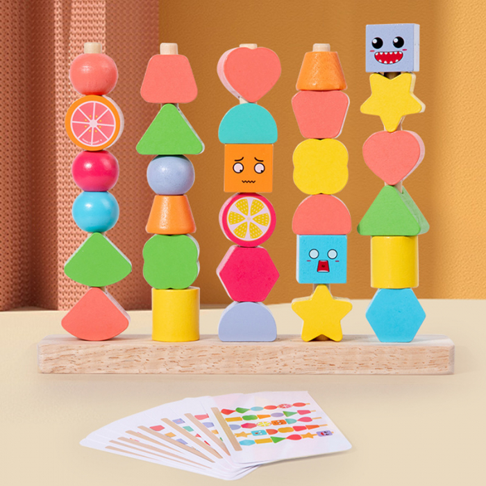 Joc Montessori insiruire margele – motricitate copii 2 ani [3]