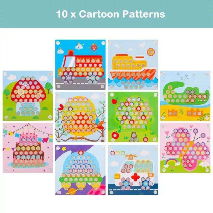 Joc mozaic din lemn cu 80 bile și 9 planșe model Butterfly [5]