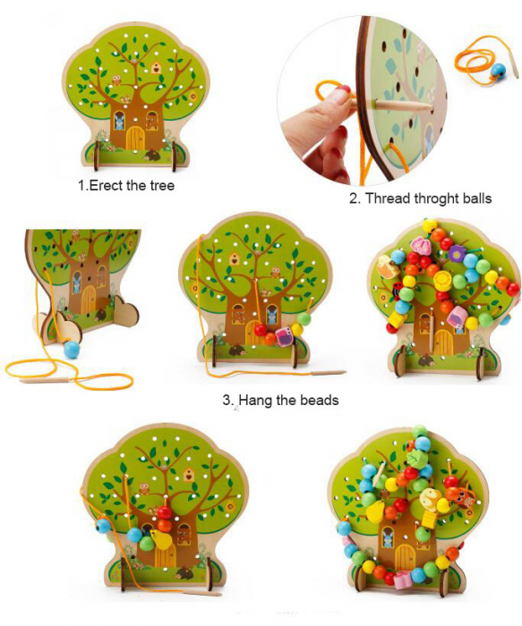 Joc snuruit copac cu fructe din lemn – 102 piese | ZukiToys.ro [2]