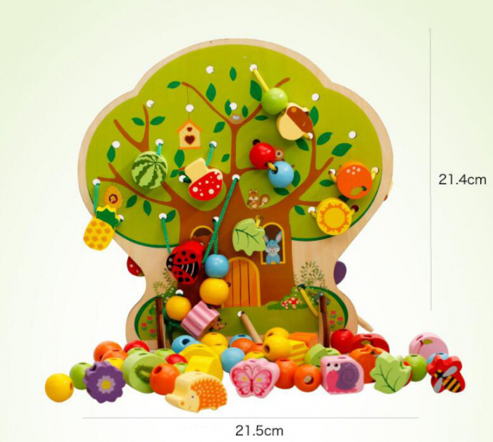 Joc snuruit copac cu fructe din lemn – 102 piese | ZukiToys.ro [5]