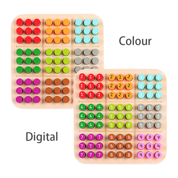 Joc Sudoku Montessori din lemn cu cifre colorate și carduri de provocare [4]