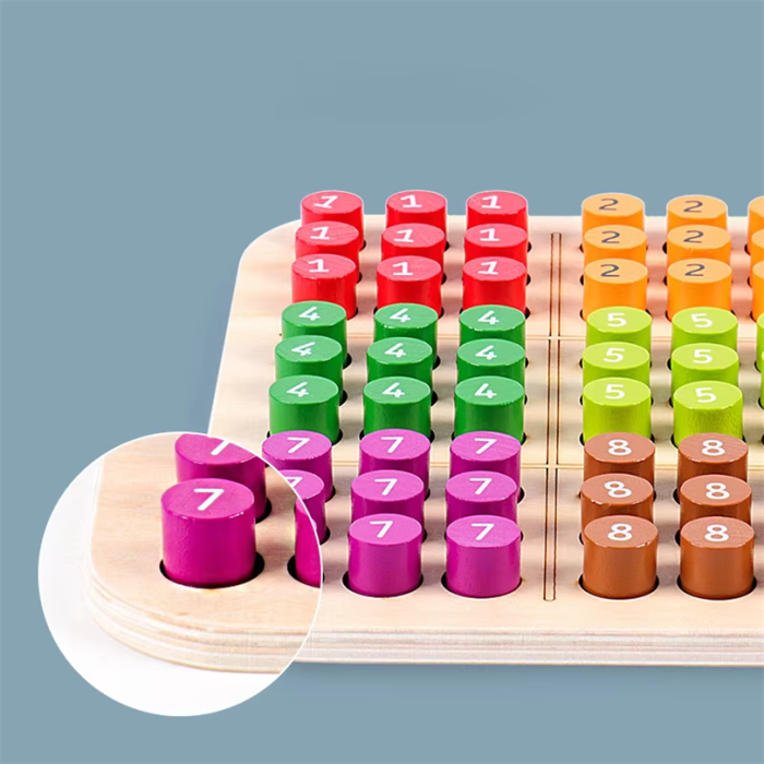 Joc Sudoku Montessori din lemn cu cifre colorate și carduri de provocare [6]