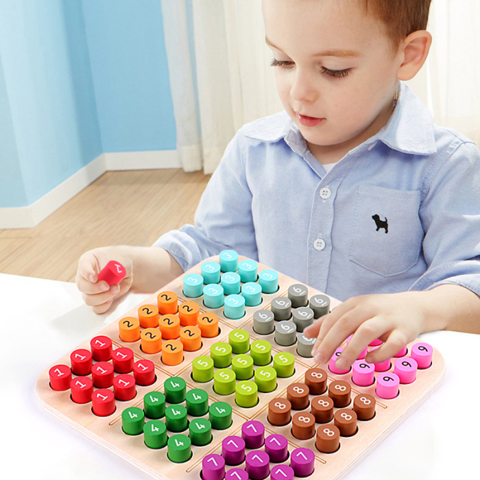Joc Sudoku Montessori din lemn cu cifre colorate și carduri de provocare [2]