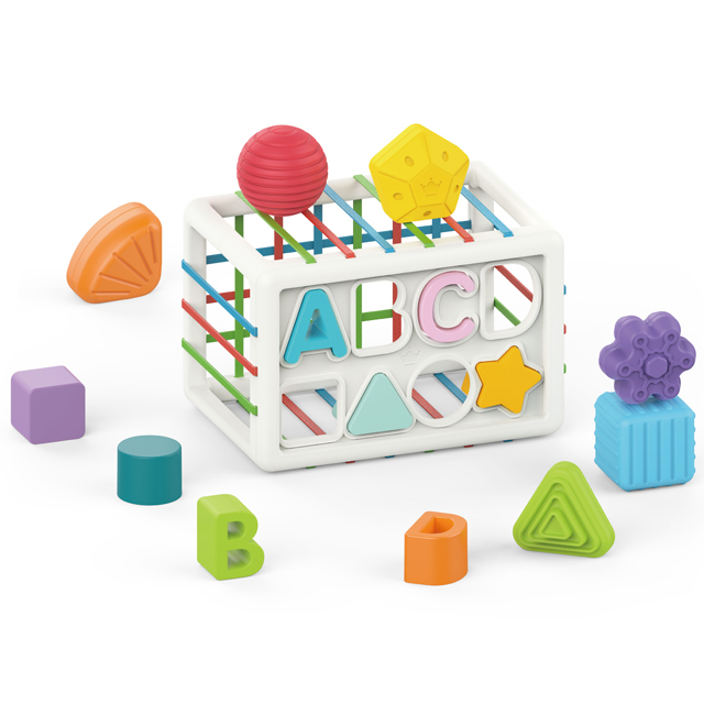 Jucărie cub senzorial flexibil cu forme alfabet, multicolor [2]