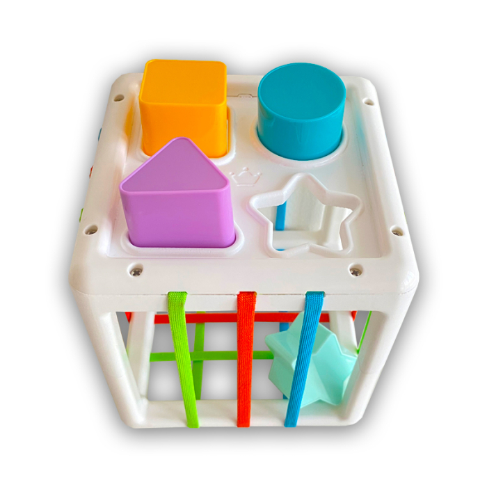 Jucărie cub senzorial flexibil cu forme geometrice, multicolor [3]