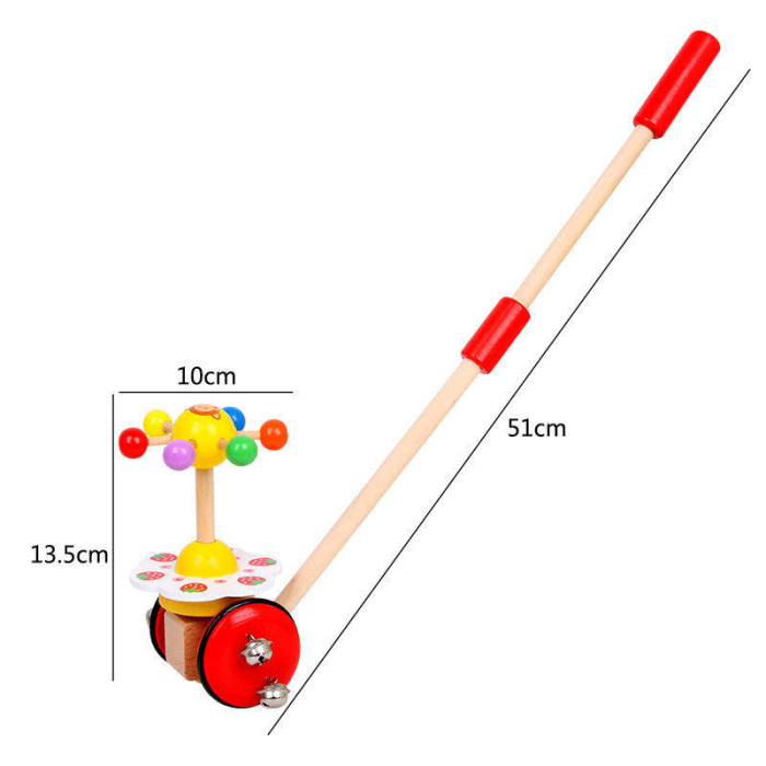 Jucărie de împins din lemn cu mecanism și sunete, jucărie motrică - Multicolor [4]