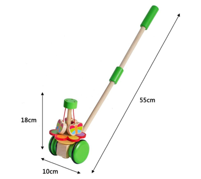 Jucărie de împins din lemn cu mecanism și sunete, jucărie motrică - Model fluture [4]