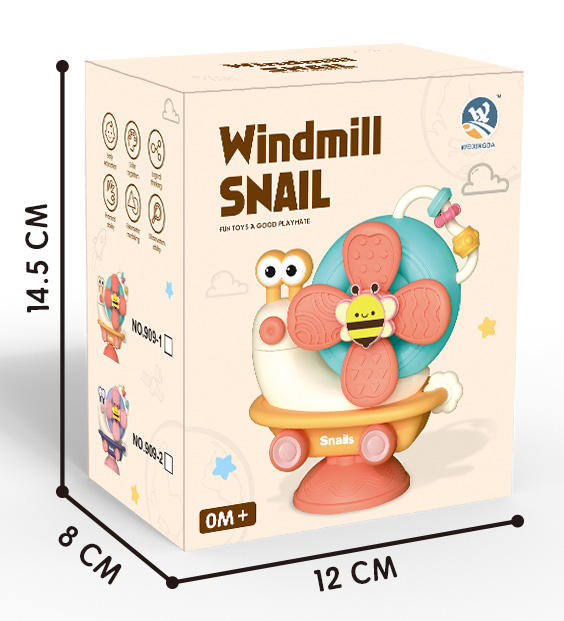 Jucărie dentiție în formă de melc – zornăitoare cu ventuză și spinner [5]