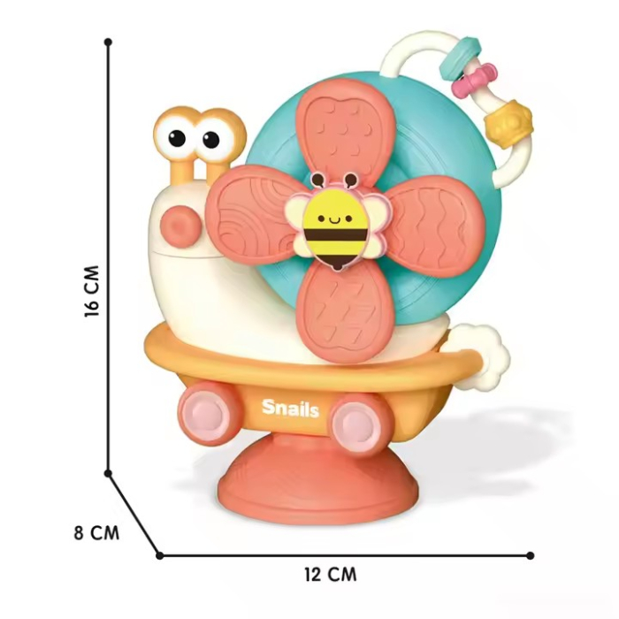 Jucărie dentiție în formă de melc – zornăitoare cu ventuză și spinner [4]