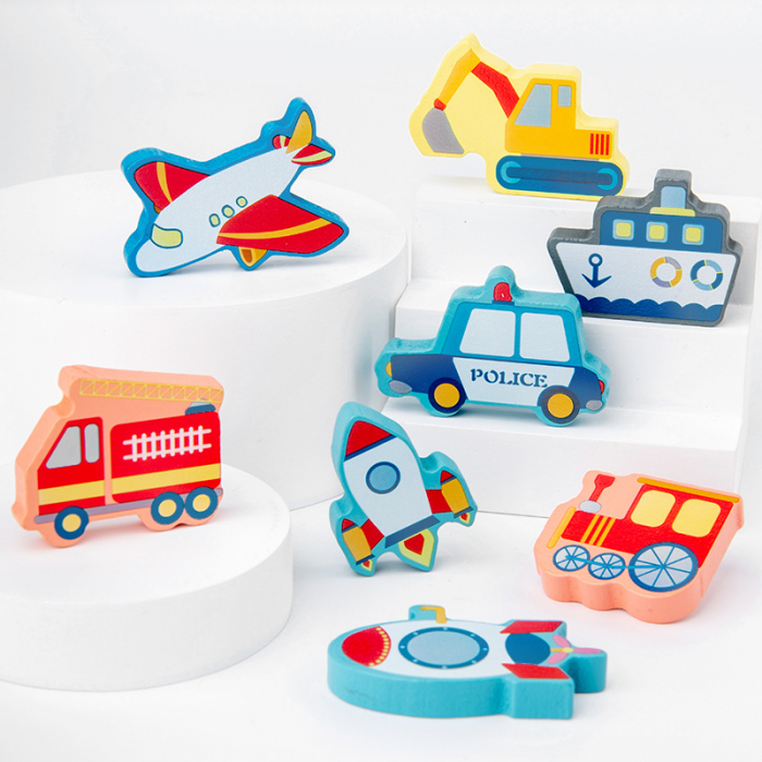 Jucarie educativa logaritmica Montessori 7 in 1 – Traffic Board din lemn cu cifre, forme si pescuit magnetic [5]