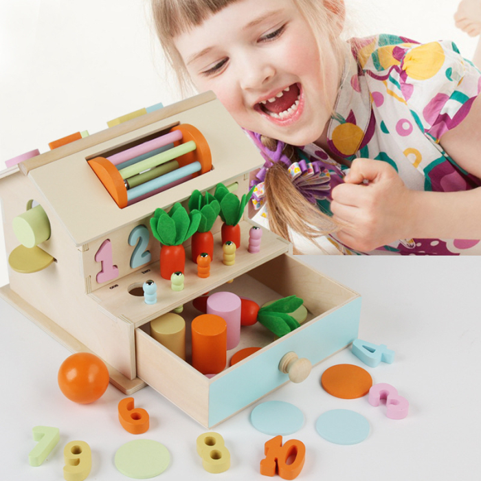 Jucărie Montessori din lemn 8-în-1 – casuță cu activități educative [5]