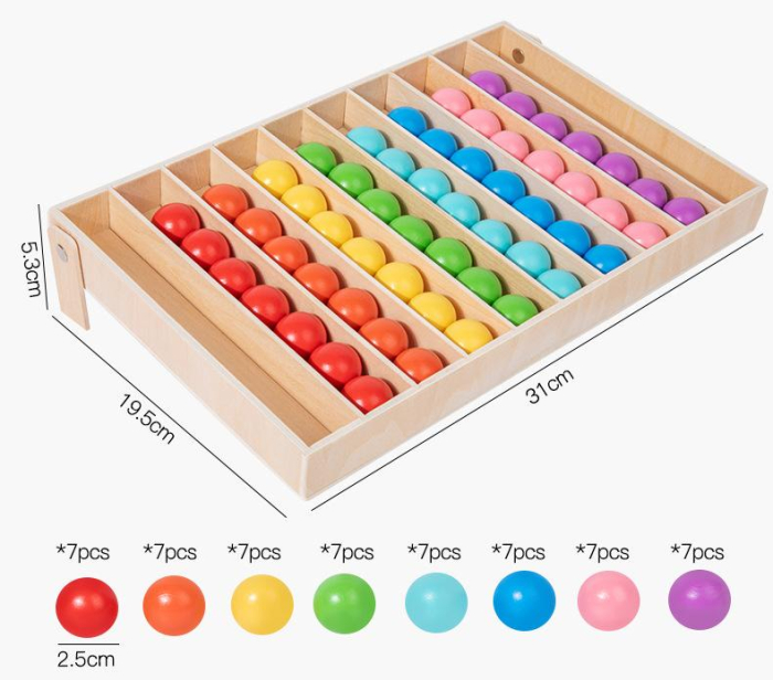 Jucarie Montessori din lemn pentru sortarea bilelor colorate [3]