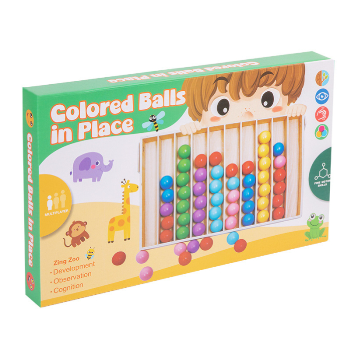 Jucarie Montessori din lemn pentru sortarea bilelor colorate [4]