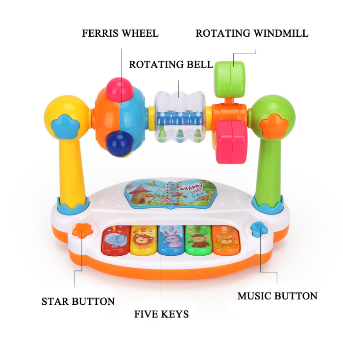 Jucărie muzicală pentru bebeluși tip pian interactiv multicolor cu lumini și sunete [4]