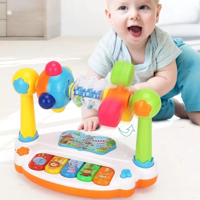 Jucărie muzicală pentru bebeluși tip pian interactiv multicolor cu lumini și sunete [3]