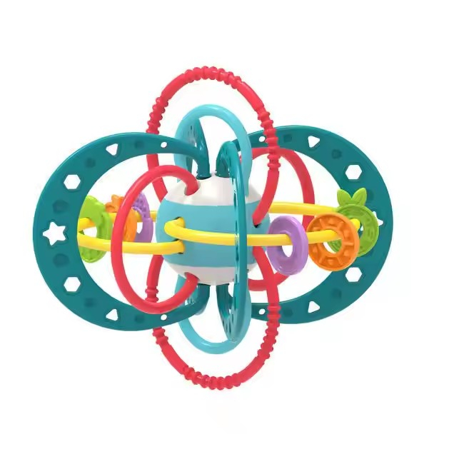 Jucărie pentru dentiție și zornăitoare bebeluși – inel de dentiție interactiv pentru prindere și explorare [4]
