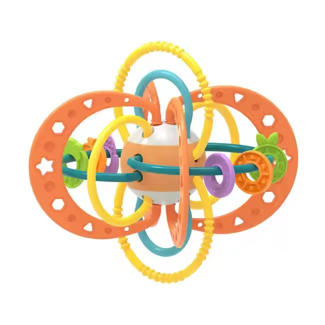 Jucărie pentru dentiție și zornăitoare bebeluși – inel de dentiție interactiv pentru prindere și explorare [3]