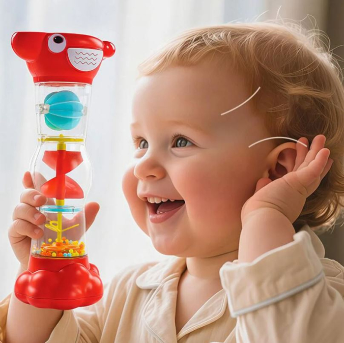 Jucărie zornăitoare tip cilindru cu sunet de ploaie si bile colorate [2]