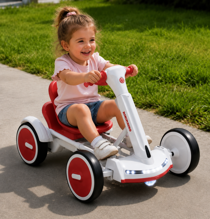 Kart electric cu 4 niveluri de putere, telecomandă și Bluetooth – Roșu [4]
