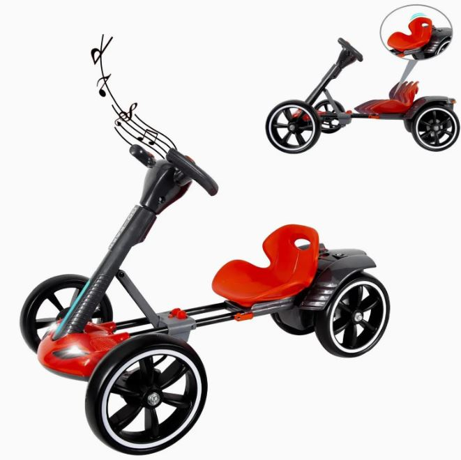 Kart electric pliabil cu telecomandă, muzică și lumini LED – Roșu, Motor 6V [2]