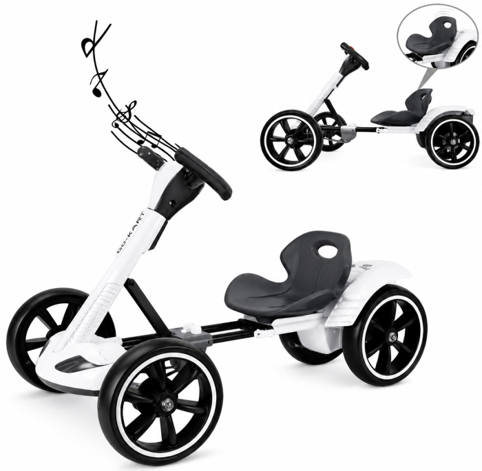 Kart electric pliabil cu telecomandă, muzică și lumini LED – Alb, Motor 6V [2]
