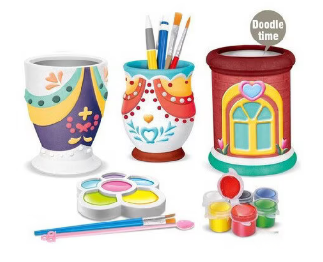 Kit de vopsit vase ceramice pentru copii – activitate creativă și artistică [2]