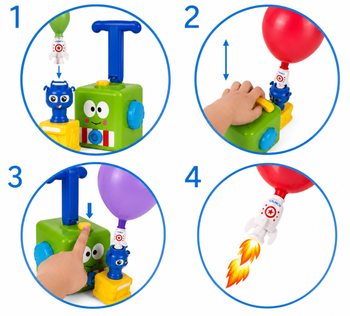 Lansator cu baloane și rachete spațiale – Set interactiv cu pompă pneumatică și vehicule, 3 ani+ [3]
