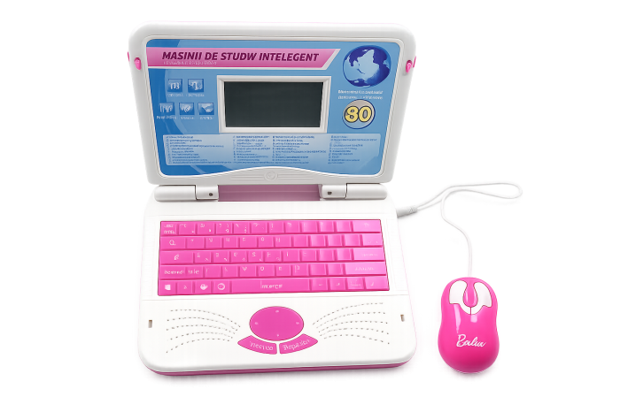 Laptop educativ interactiv pentru copii cu 80 activități bilingve roz [2]
