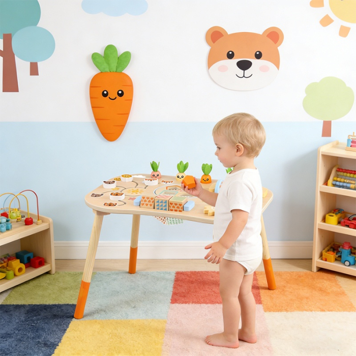 Masă din lemn cu activități Montessori – Centru multifuncțional pentru dezvoltarea copilului [5]