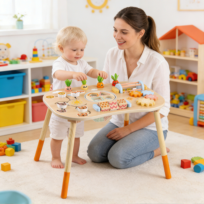 Masă din lemn cu activități Montessori – Centru multifuncțional pentru dezvoltarea copilului [3]