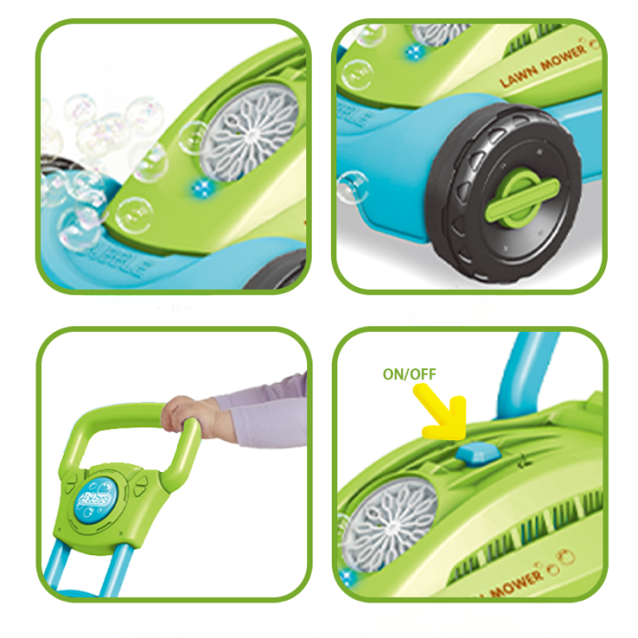 Mașină cu baloane de săpun și design tip mașină de tuns iarba - albastră [3]