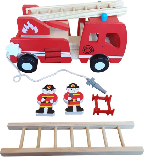 Masina de pompieri din lemn cu figurine – Jucarie educativa Montessori 3+ [1]