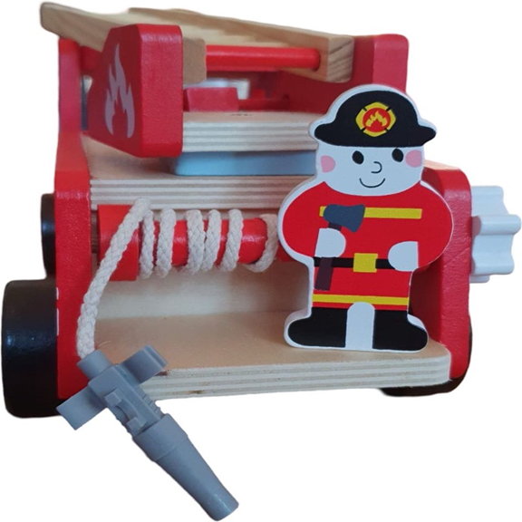 Masina de pompieri din lemn cu figurine – Jucarie educativa Montessori 3+ [4]