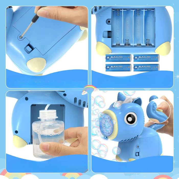 Mașină electrică pentru baloane de săpun cu design unicorn albastru [2]