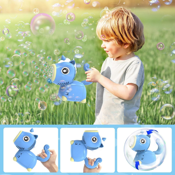 Mașină electrică pentru baloane de săpun cu design unicorn albastru [3]