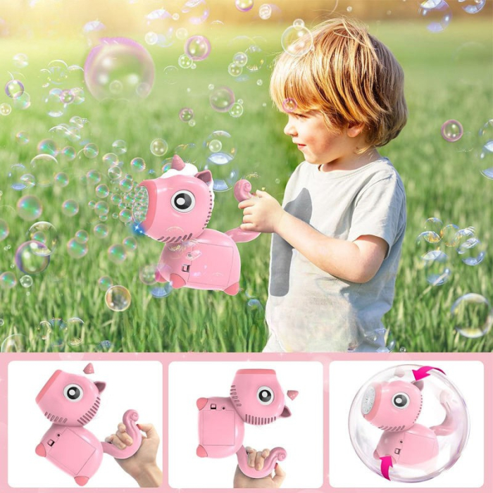 Mașină electrică pentru baloane de săpun cu design unicorn roz [2]