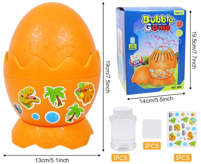 Mașină electrică pentru baloane de săpun tip ou de dinozaur portocaliu [6]