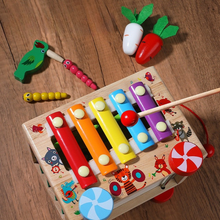 Mașinuță de jucărie din lemn cu activități educative și de motricitate – Montessori [3]