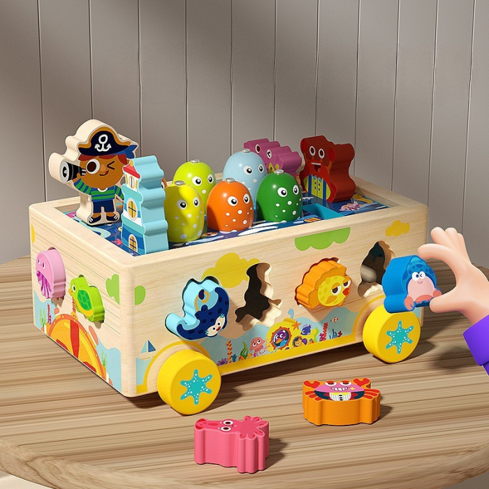 Mașinuță din lemn cu activități de pescuit magnetic – Pirații și lumea subacvatică [4]