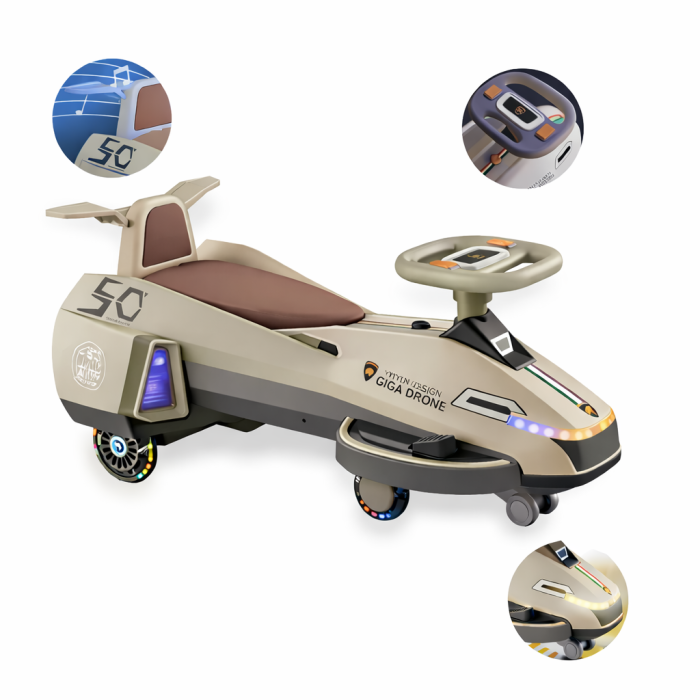 Mașinuță electrică Ride-On Giga Drone, bej-gri, iluminare LED [3]