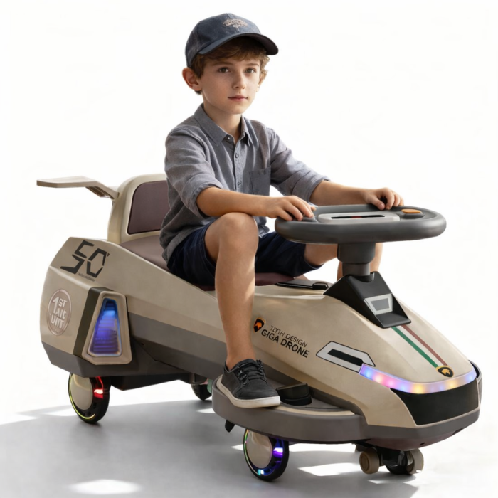 Mașinuță electrică Ride-On Giga Drone, bej-gri, iluminare LED [2]