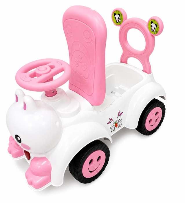 Mașinuță ride-on fără pedale Iepuraș cu muzică și lumini - Roz [2]
