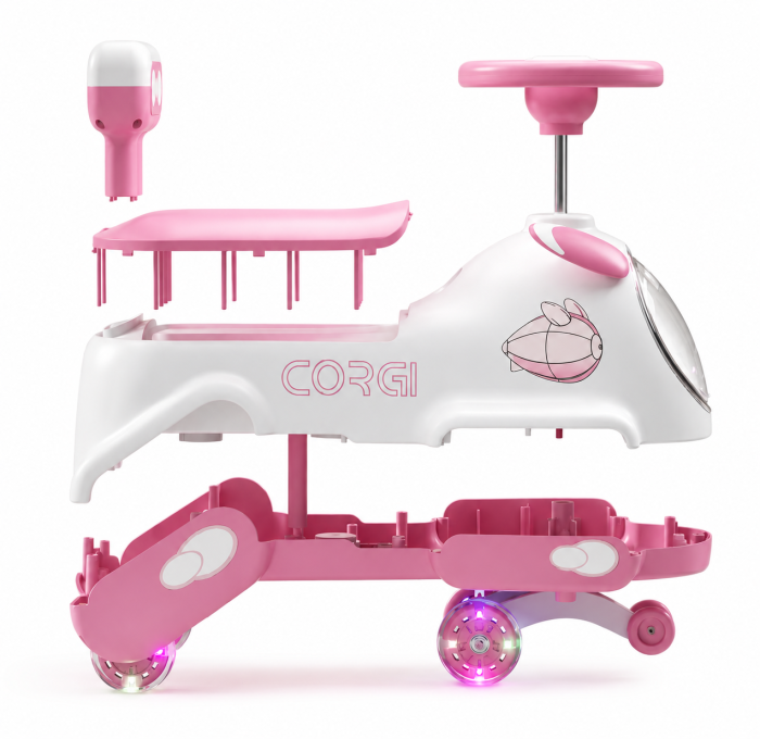 Mașinuță ride-on pentru copii cu muzică și lumini - Roz [3]