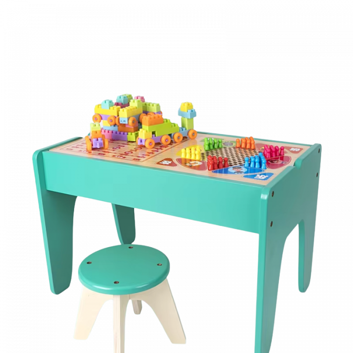 Măsuță Montessori 3-în-1 din lemn cu scaun 58x37x39 cm | copii 3 ani+ [2]