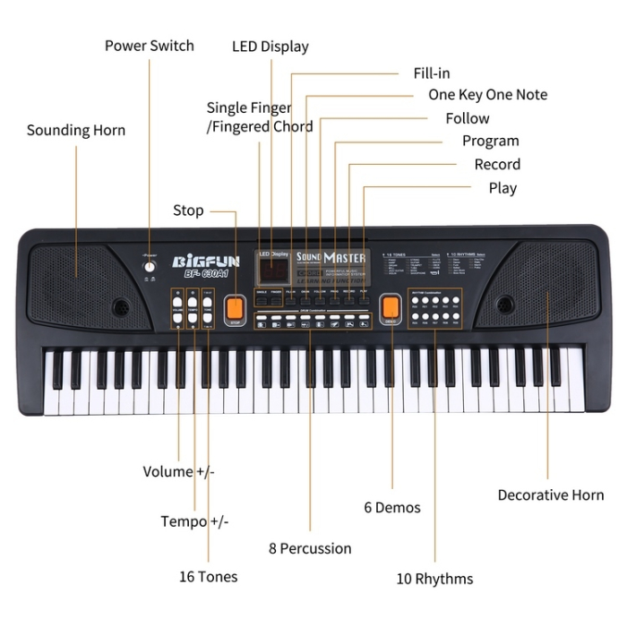 Orgă muzicală pentru copii „Sound Master”, 61 clape, microfon și funcții interactive [4]