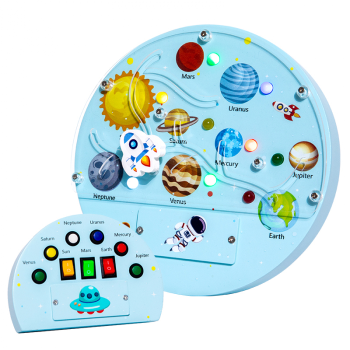 Panou activitati Montessori cu comutator LED – tema spatiu [1]